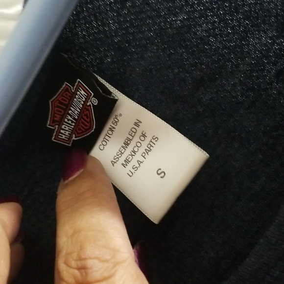 Harley Davidson L/S Blue and Metallic Top Sz Small - Picture 3 of 7